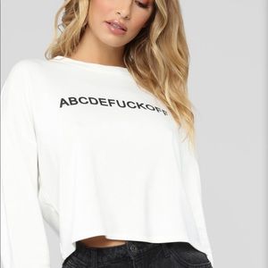 Fuck off long sleeve crop top